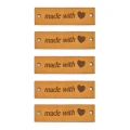 Zestaw metek nubuk premium "Made with ♥" / rudy / 15 x 50 mm / 5 szt.
