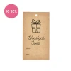 10x Zawieszka Wesołych Świąt / metka papierowa / brązowa / 50 x 90 mm / Prezent / 050514