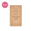 10x Zawieszka Wesołych Świąt / metka papierowa / brązowa / 50 x 90 mm / Ciastek / 050517