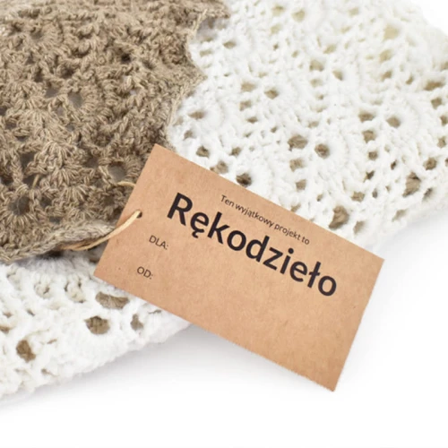 10x Zawieszka / metka papierowa / "Rękodzieło" / 50 x 90 mm PL / 048817