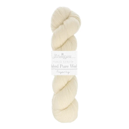 Włóczka / baza do farbowania Scheepjes Nakid Series Undyed Pure Wool Fingering / 400m / naturalny