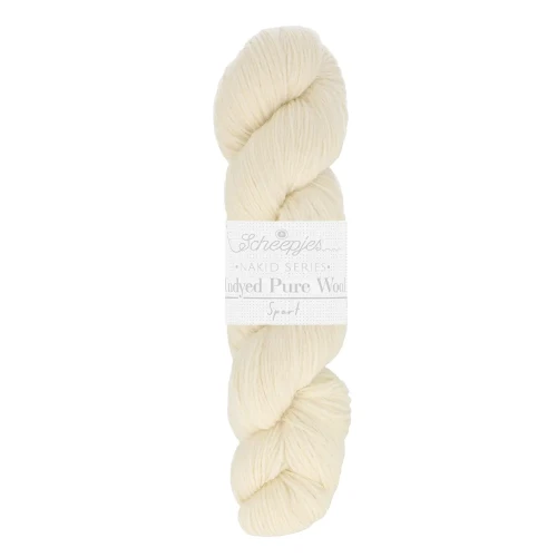 Włóczka / baza do farbowania Scheepjes Nakid Series Undyed Pure Wool Sport / 300m / naturalny / 002