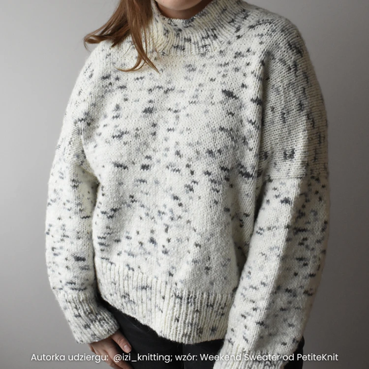 Autorka udziergu: @izi_knitting; wzór: Weekend Sweater od PetiteKnit