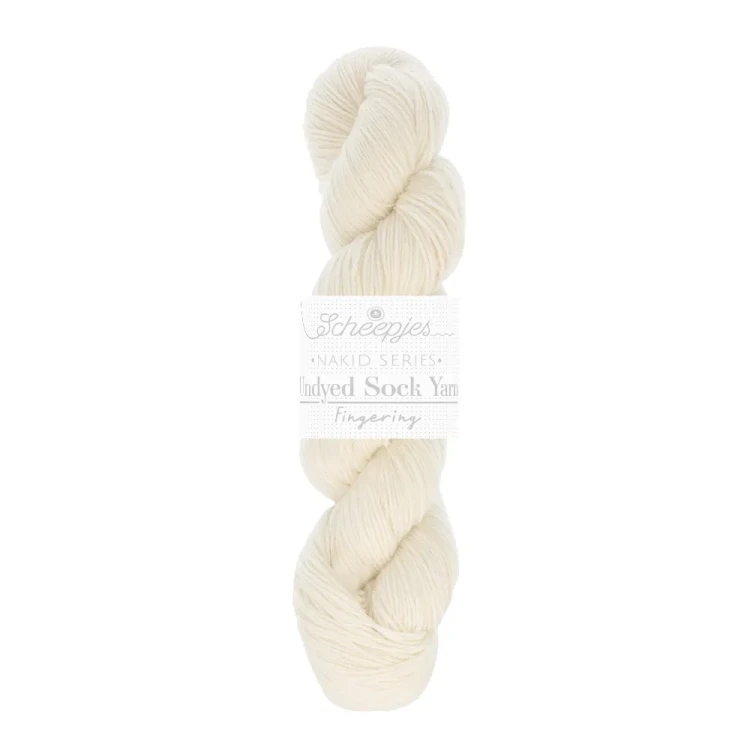 Włóczka / baza do farbowania Scheepjes Nakid Series Undyed Sock Yarn Fingering / 400m / naturalny / 001