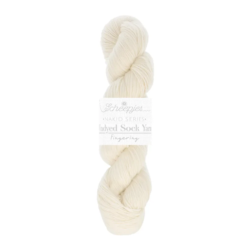 Włóczka / baza do farbowania Scheepjes Nakid Series Undyed Sock Yarn Fingering / 400m / naturalny / 001