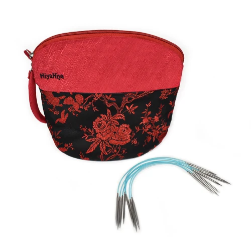 Zestaw drutów z żyłką HiyaHiya Sharp 9" Sock Set / 2.25 - 3.50 mm / etui kwiaty czerwień - OSTRE