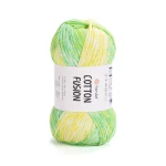 Páskovaná příze YarnArt Cotton Fusion / 100 g / 100% bavlna / 3644 / mix zeleno-žlutý