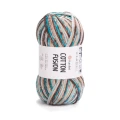 Włóczka tasiemkowa YarnArt Cotton Fusion / 100 g / 100% bawełna / 3650 / mix turkusowo-brązowy