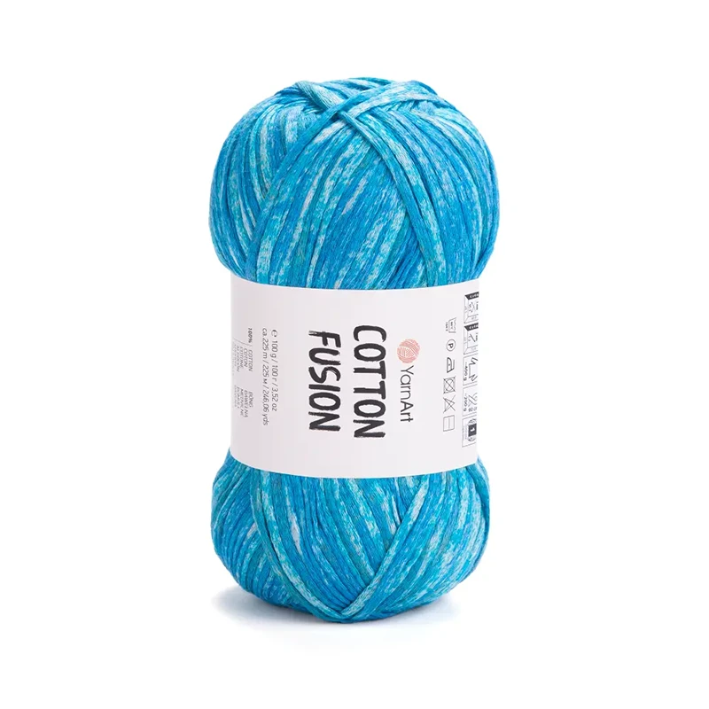 Włóczka tasiemkowa YarnArt Cotton Fusion / 100 g / 100% bawełna / 3641 / odcienie turkusu