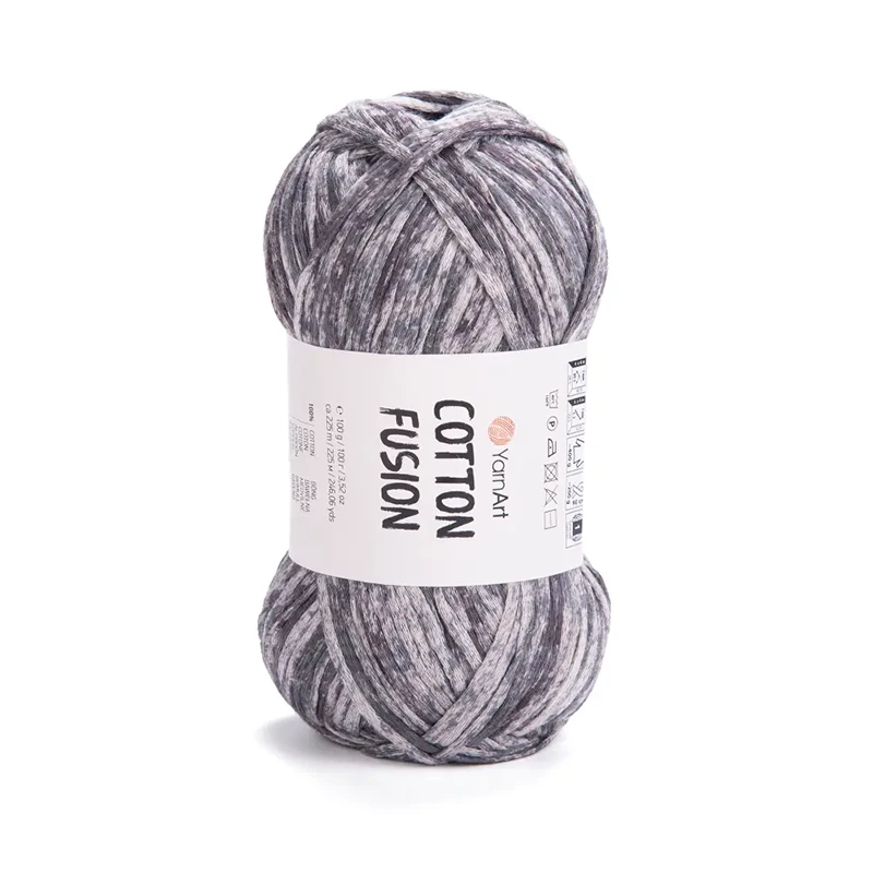 Włóczka tasiemkowa YarnArt Cotton Fusion / 100 g / 100% bawełna / 3640 / odcienie szarości