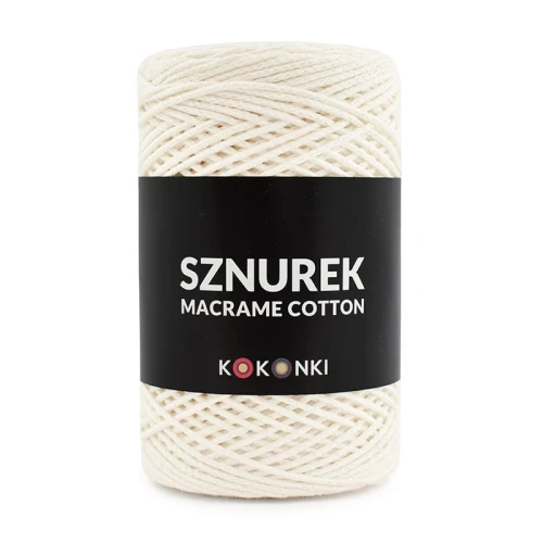 Sznurek Macrame Cotton by KOKONKI 2mm / rolka 200m / krem