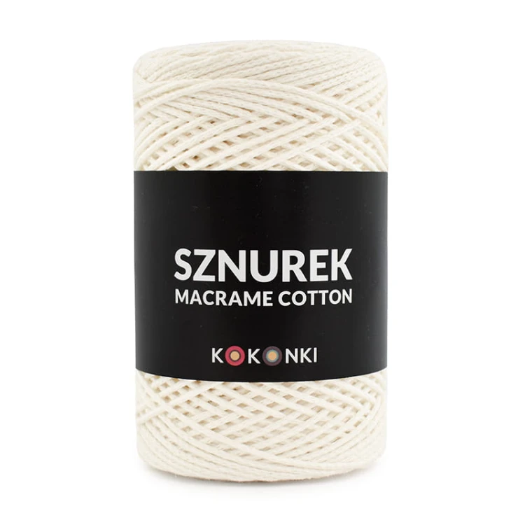 Sznurek Macrame Cotton by KOKONKI 2mm / rolka 200m / krem