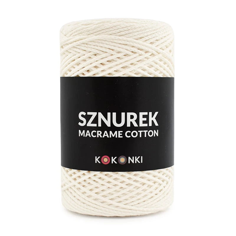 Sznurek Macrame Cotton by KOKONKI 2mm / rolka 200m / krem
