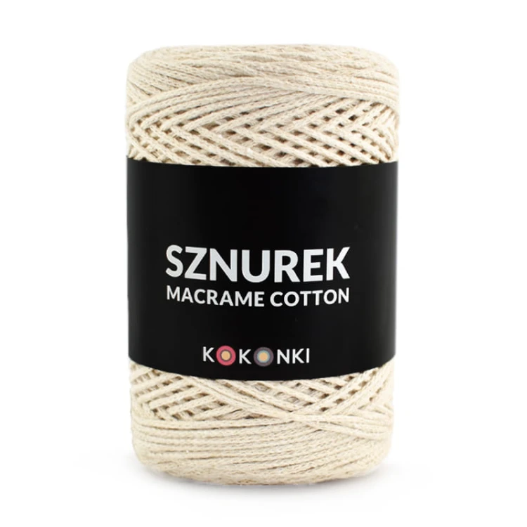 Sznurek Macrame Cotton by KOKONKI 2mm / rolka 200 m / ciepły beż