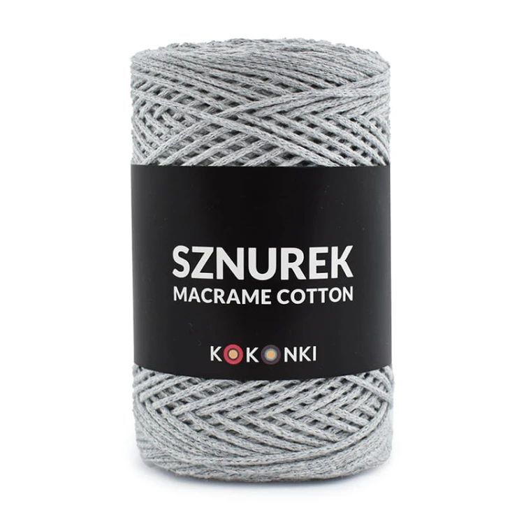 Sznurek Macrame Cotton by KOKONKI 2mm / rolka 200m / szary
