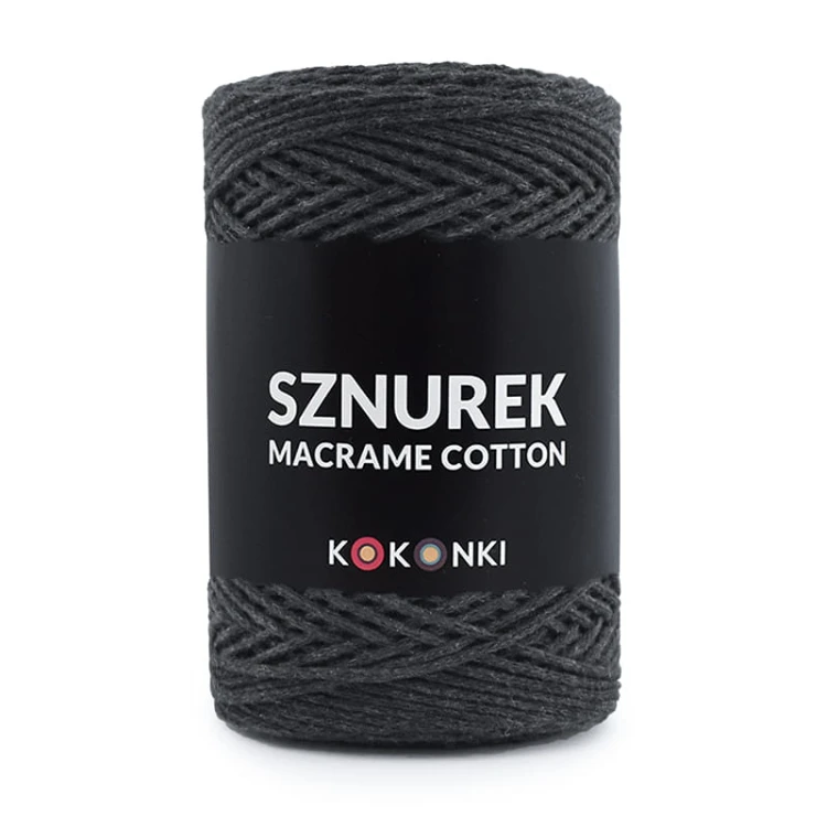 Sznurek Macrame Cotton by KOKONKI 2mm / rolka 200m / grafit