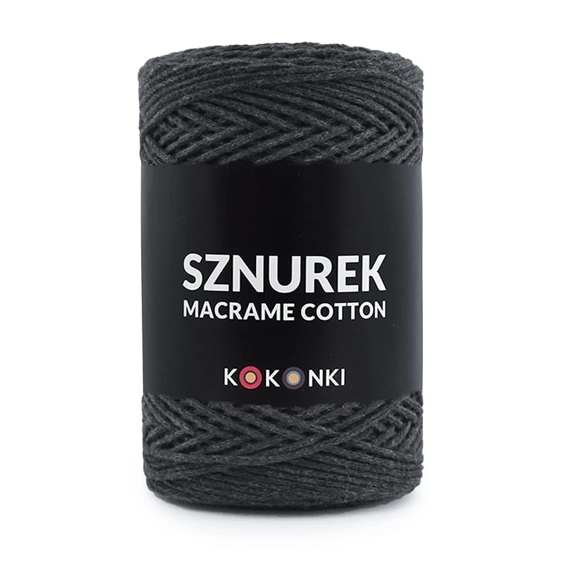 Sznurek Macrame Cotton by KOKONKI 2mm / rolka 200m / grafit