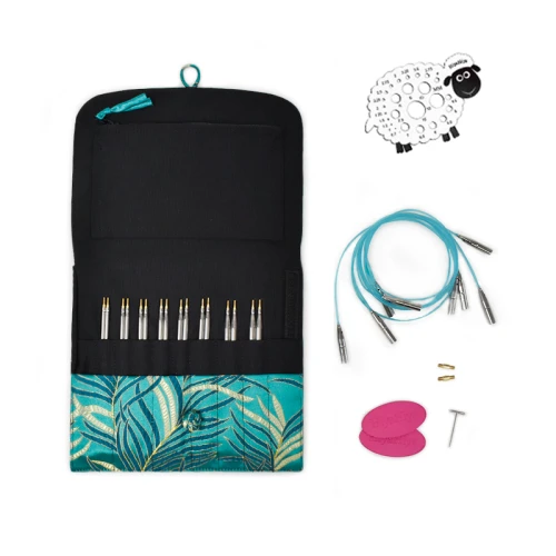 Zestaw drutów wymiennych HiyaHiya Sharp Premium Plus Small 5" / 2.75 - 5 mm / etui liście szmaragd - OSTRE