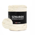PREMIUM Sznurek bawełniany by KOKONKI 5mm / rolka 100m / 593 krem + złoty LUREX