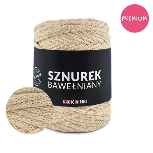 PREMIUM Sznurek bawełniany by KOKONKI 5mm / rolka 100m / ciepły beż