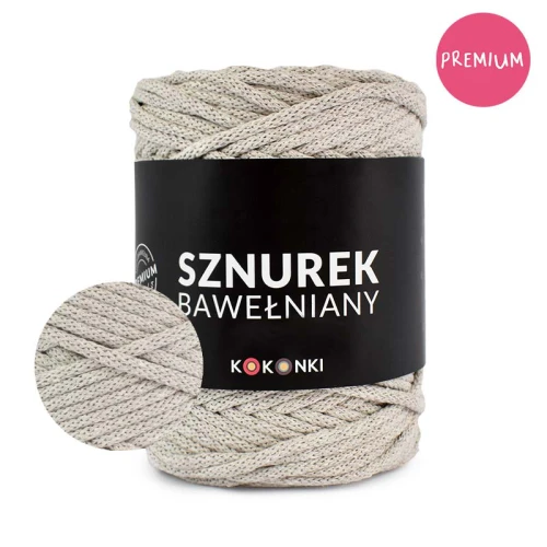 PREMIUM sznurek bawełniany by KOKONKI 5mm / rolka 100m / lniany
