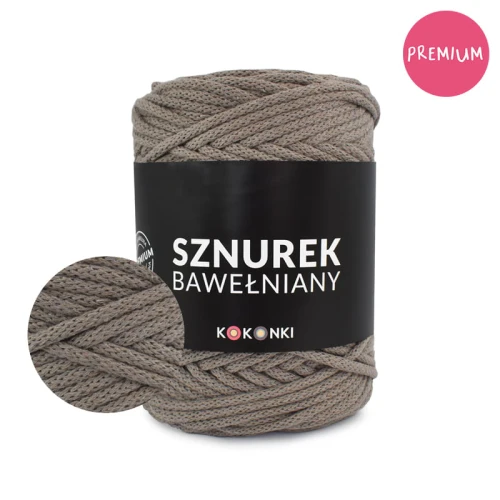 PREMIUM sznurek bawełniany by KOKONKI 5mm / rolka 100m / cappuccino