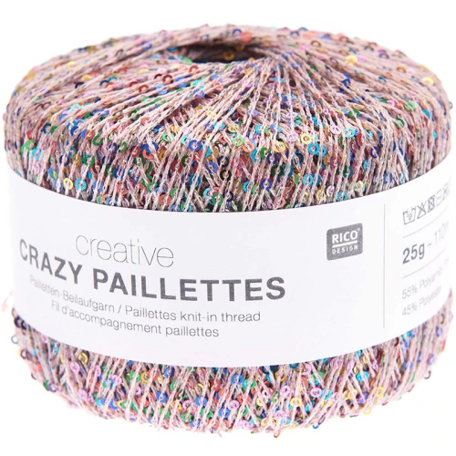 Nić / Włóczka fantazyjna Rico Design Creative Crazy Paillettes 001 / puder
