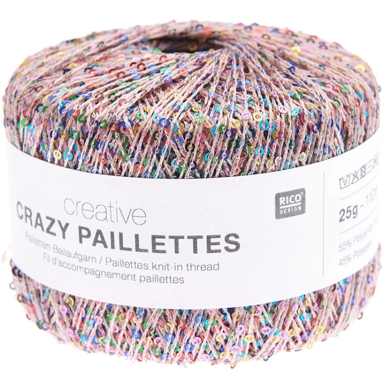 Nić / Włóczka fantazyjna Rico Design Creative Crazy Paillettes 001 / puder