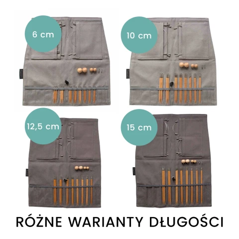 Zestaw bambusowych drutów wymiennych Seeknit Curve Koshitsu First / 8 par drutów  / rozmiar 2.75-5 mm / szare etui / DS