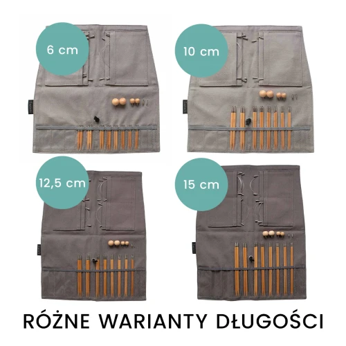 Zestaw bambusowych drutów wymiennych Seeknit Curve Koshitsu First / 8 par drutów / rozmiar 2.75-5 mm / szare etui