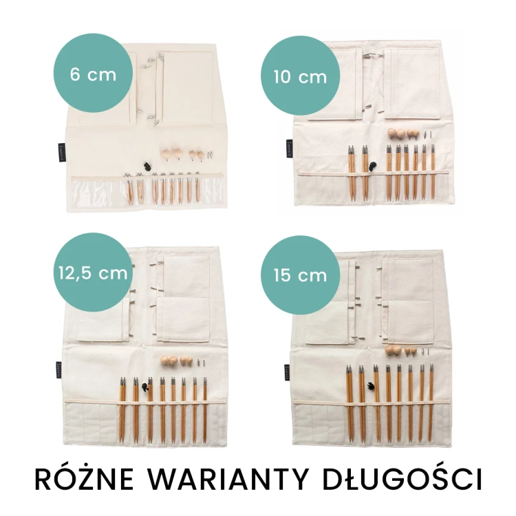 Zestaw bambusowych drutów wymiennych Seeknit Curve Koshitsu First / 8 par drutów / rozmiar 2.75-5 mm / białe etui