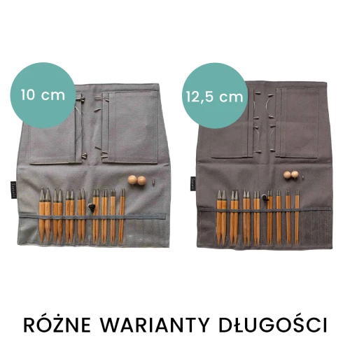 Zestaw bambusowych drutów wymiennych Seeknit Curve Koshitsu Grand / 8 par drutów / rozmiar 3.5-10 mm / szare etui / DS