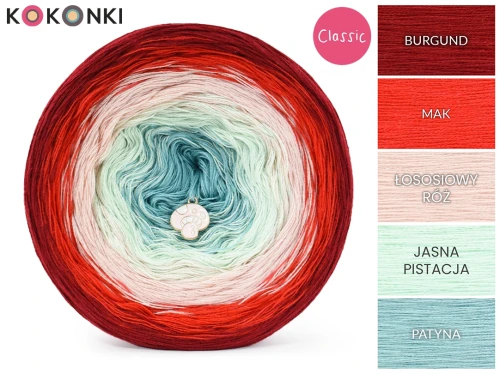 KOKONEK Classic B281 - Burgund/mak/łososiowy róż/jasna pistacja/patyna
