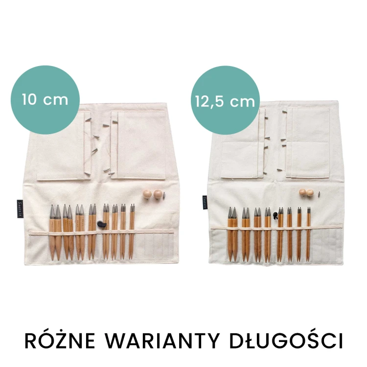 Zestaw bambusowych drutów wymiennych Seeknit Curve Koshitsu Grand / 8 par drutów / rozmiar 3.5-10 mm / białe etui / DS