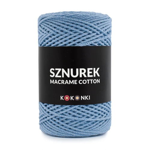 Sznurek Macrame Cotton by KOKONKI 2mm / rolka 200m / niebieski (wiązany)