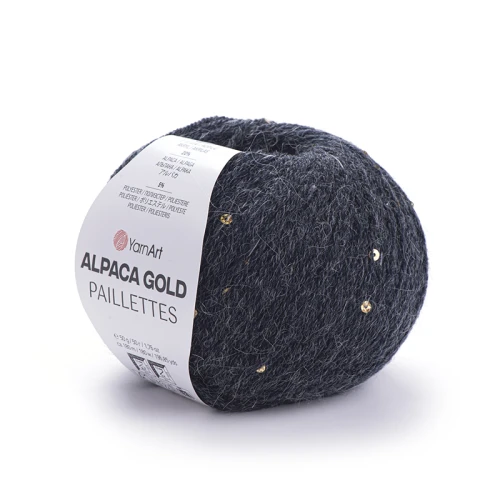 Włóczka YarnArt Alpaca Gold Paillettes 9314 / ciemny szary melanż