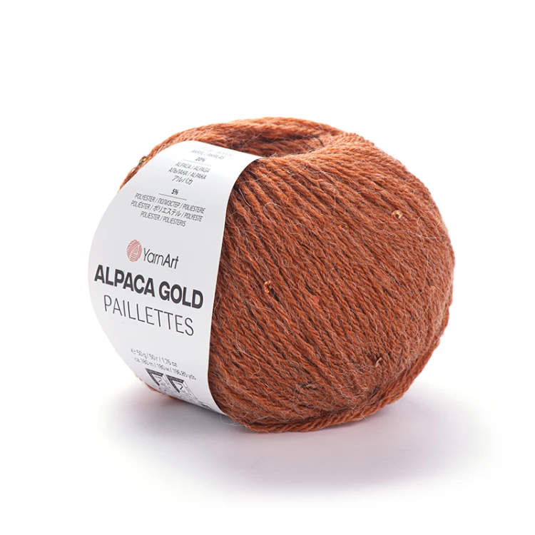Włóczka YarnArt Alpaca Gold Paillettes 9312 / koniak