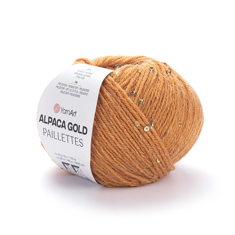 Włóczka YarnArt Alpaca Gold Paillettes 9311 / koniak