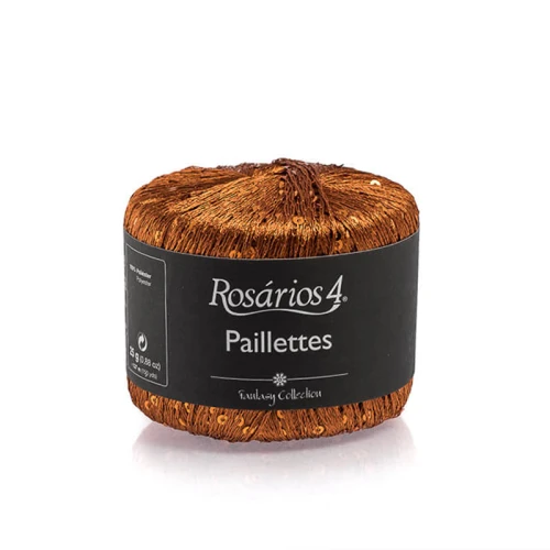 Włóczka / nić fantazyjna  z cekinami Rosarios 4 Paillettes 05 / rudy / 25g