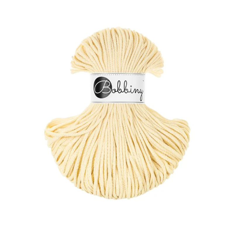 Sznurek pleciony bawełniany Bobbiny Junior / Masełkowy / Butter Yellow / 3mm / 100m