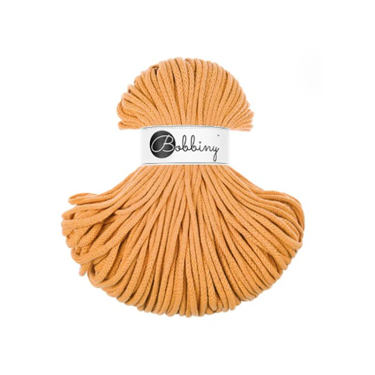 Sznurek pleciony bawełniany Bobbiny Premium / Pomarańczowy / Orange / 5mm / 100m