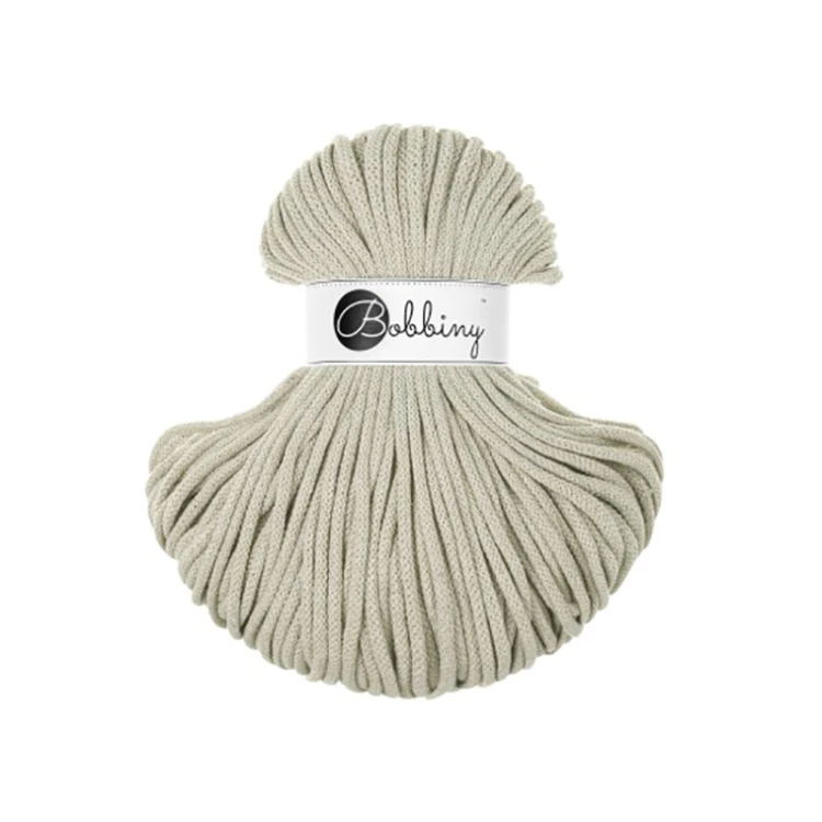 Sznurek pleciony bawełniany Bobbiny Premium / Pale Olive / Jasny Oliwkowy / 5mm / 100m