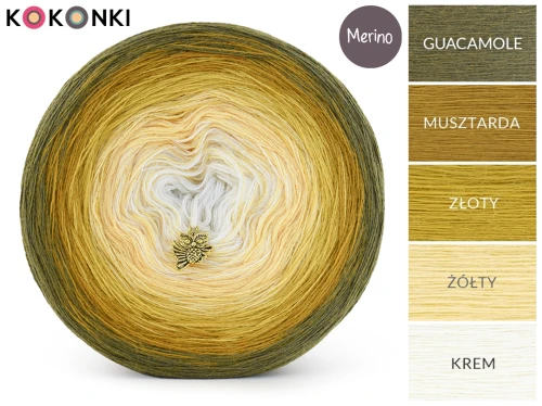 KOKONEK Merino 837 - Guacamole/musztarda/złoty/żółty/krem