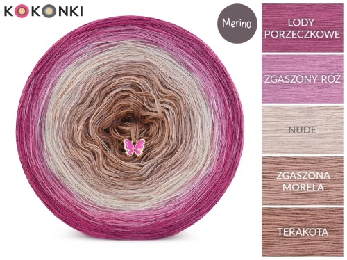 KOKONEK Merino 834 - Lody porzeczkowe/zgaszony róż/nude/zgaszona morela/terakota