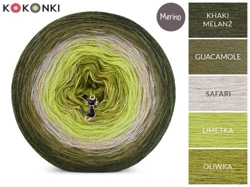 KOKONEK Merino 835 - Khaki melanż/guacamole/safari/limetka/oliwka