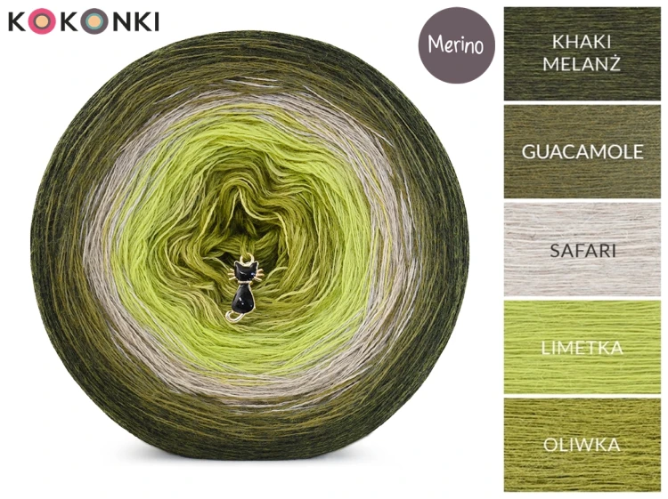 KOKONEK Merino 835 - Khaki melanż/guacamole/safari/limetka/oliwka