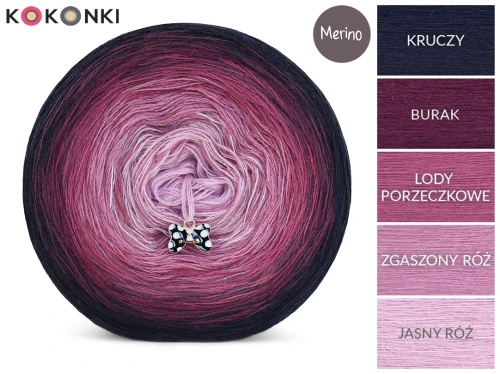 KOKONEK Merino 838 - Kruczy/burak/lody porzeczkowe/zgaszony róż/jasny róż