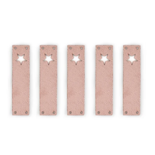 Zestaw metek nubuk premium "Gwiazda" / róż / 60 x 15 mm / 5 szt.