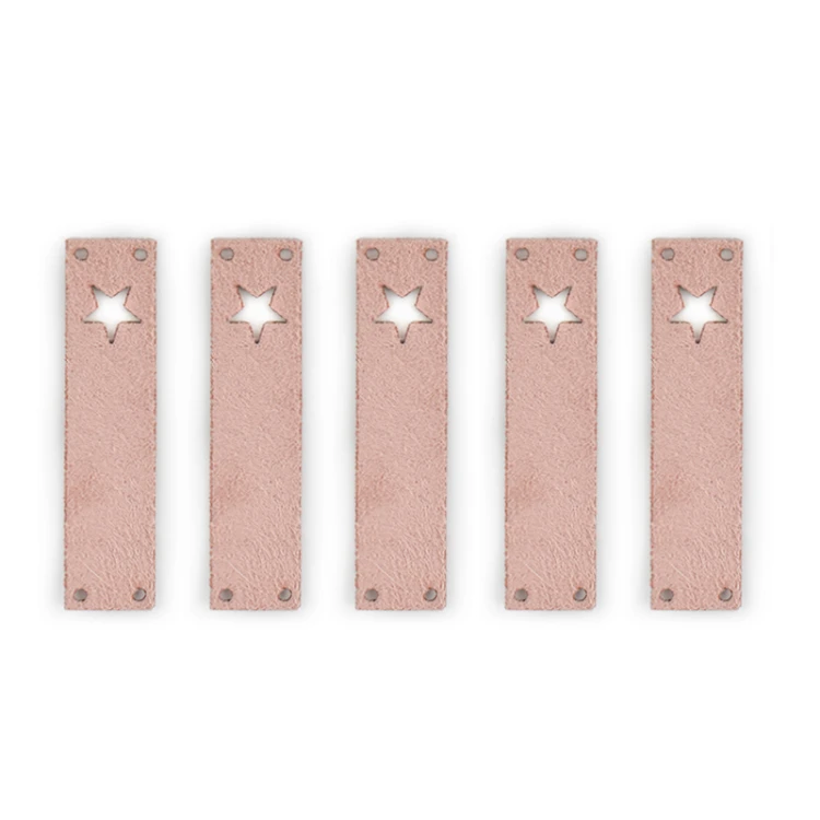 Zestaw metek nubuk premium "Gwiazda" / róż / 60 x 15 mm / 5 szt.