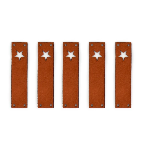 Zestaw metek nubuk premium "Gwiazda" / rdza / 60 x 15 mm / 5 szt.
